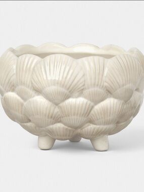 6" Ceramic Outdoor Clam Shell Planter Ivory Threshold™ designed w/ Studio McGee